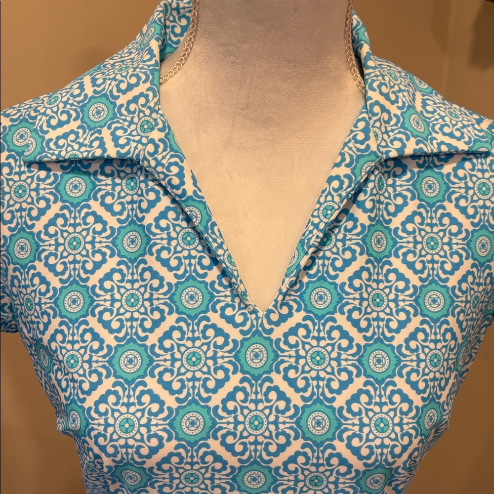Jude Connally Turquoise Patterned Mini Dress - image 3